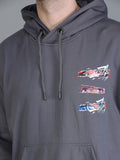 Colvyn Harris Printed Cotton Fleece Hoodie Dark Grey Sweatshirt for Men