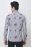 COLVYNHARRIS JEANS Men casualwear Full Sleeve Slim Fit Shirt Collar Floral Print Grey Luxury Shirt