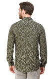 COLVYNHARRIS JEANS Men Casualwear Full Sleeve Slim Fit Shirt Collar Floral Print Forest Green Luxury Shirt