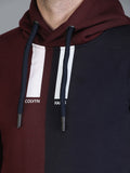 Colvyn Harris Cotton Fleece Hoodie Dark Maroon & Black Sweatshirt for Men