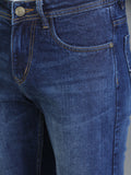 Colvyn Harris Regular Fit Solid Cotton Flat Hard Bata Wash Dark Jeans for Men