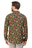 COLVYNHARRIS JEANS Men Casualwear Full Sleeve Slim Fit Shirt Collar Floral Print Olive Green Luxury Shirt
