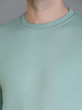 Colvyn Harris Cotton Fleece Crew Neck Sea Green Sweatshirt for Men