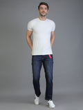 Colvyn Harris Regular Fit Mid Rise Cotton Flat Knit Bata Wash Dark Jeans for Men