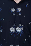 COLVYNHARRIS JEANS Men casualwear Full Sleeve Slim Fit Shirt Collar Floral Print Navy Blue Luxury Shirt