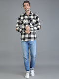 Colvyn Harris Slim Fit Black & White Check Shirt for Men with Pocket