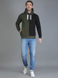 Colvyn Harris Cotton Fleece Hoodie Olive & Black Sweatshirt for Men