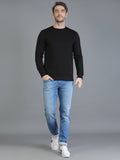 Colvyn Harris Cotton Fleece Crew Neck Black Sweatshirt for Men
