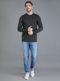 Colvyn Harris Cotton Fleece Crew Neck Dark Grey Sweatshirt for Men