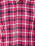 COLVYNHARRIS JEANS Men Casualwear Half Sleeve Slim Fit Magenta Check Shirt