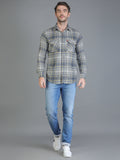 Colvyn Harris Slim Fit Grey Check Shirt for Men with Pocket