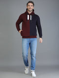 Colvyn Harris Cotton Fleece Hoodie Dark Maroon & Black Sweatshirt for Men