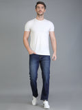 Colvyn Harris Regular Fit Solid Cotton Flat Bata Wash Dark Jeans for Men