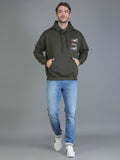 Colvyn Harris Printed Cotton Fleece Hoodie Olive Sweatshirt for Men