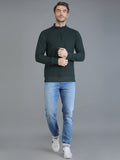 Colvyn Harris Half Zip Heavy Mattie Cotton Dark Green Sweatshirt for Men