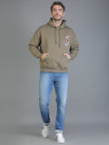Colvyn Harris Printed Cotton Fleece Hoodie Beige Sweatshirt for Men