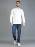 Colvyn Harris Cotton Fleece Crew Neck White Sweatshirt for Men