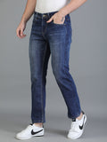 Colvyn Harris Regular Fit Solid Cotton Flat Hard Bata Wash Dark Jeans for Men