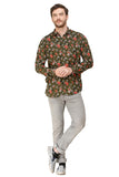 COLVYNHARRIS JEANS Men Casualwear Full Sleeve Slim Fit Shirt Collar Floral Print Olive Green Luxury Shirt