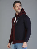 Colvyn Harris Cotton Fleece Hoodie Dark Maroon & Black Sweatshirt for Men