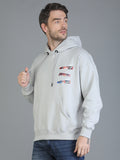 Colvyn Harris Printed Cotton Fleece Hoodie Cement Grey Sweatshirt for Men