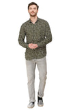COLVYNHARRIS JEANS Men Casualwear Full Sleeve Slim Fit Shirt Collar Floral Print Forest Green Luxury Shirt