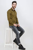 COLVYNHARRIS JEANS Men casualwear Full Sleeve Shirt Collar Luxury Olive Green Shirt