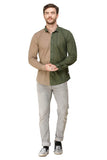 COLVYNHARRIS JEANS Men Casualwear Full Sleeve Slim Fit Shirt Collar Contrast Print Peanut Olive Luxury Shirt