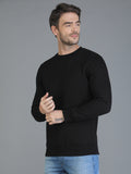 Colvyn Harris Cotton Fleece Crew Neck Black Sweatshirt for Men