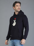 Colvyn Harris Cotton Fleece Hoodie Navy Blue Sweatshirt for Men