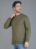 Colvyn Harris Cotton Fleece Crew Neck Olive Sweatshirt for Men