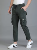Colvyn Harris Regular Fit Multi-Pockets Green Cargo Pant for Men