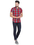COLVYNHARRIS JEANS Men Black and Red Reversible Chekered Casual Shirt