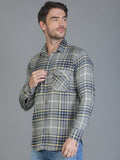 Colvyn Harris Slim Fit Grey Check Shirt for Men with Pocket