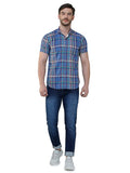 COLVYNHARRIS JEANS Men Casualwear Half Sleeve Slim Fit Blue Printed Shirt