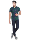 COLVYNHARRIS JEANS Men Dark Green and Navy Reversible Chekered Casual Shirt