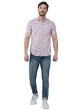 COLVYNHARRIS JEANS Men Casualwear Half Sleeve Slim Fit White Floral Print Shirt