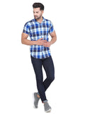 COLVYNHARRIS JEANS Men Blue and White Reversible Chekered Casual Shirt