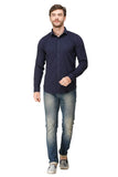 COLVYNHARRIS JEANS Men Casualwear Full Sleeve Slim Fit Shirt Collar Navy Blue Luxury Shirt