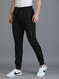 Colvyn Harris Regular Fit Solid Black Track Pant for Men