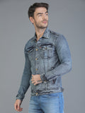 Colvyn Harris Full Sleeve Regular Winter Bata Wash Blast Denim Jacket for Men
