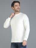 Colvyn Harris Cotton Fleece Crew Neck White Sweatshirt for Men