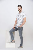 Men's White Short Sleeve Printed Shirt