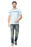 Men's Half Sleeves Round Neck Slim Fit Sky Blue T-Shirt