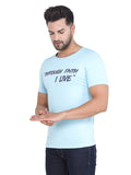 Men's Sky Blue Slim Fit T-Shirts