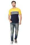 Men's Half Sleeves Round Neck Slim Fit Yellow T-Shirt