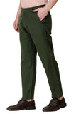 Mens Green Loose Fit Casual Trouser