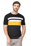 Men's Half Sleeves Round Neck Slim Fit Black Yellow T-Shirt colvynharris