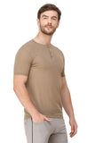 Men's Half Sleeves Henley Neck Slim Fit Peanut T-Shirt