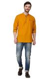 Mens Mustard Color Slim Fit Kurta